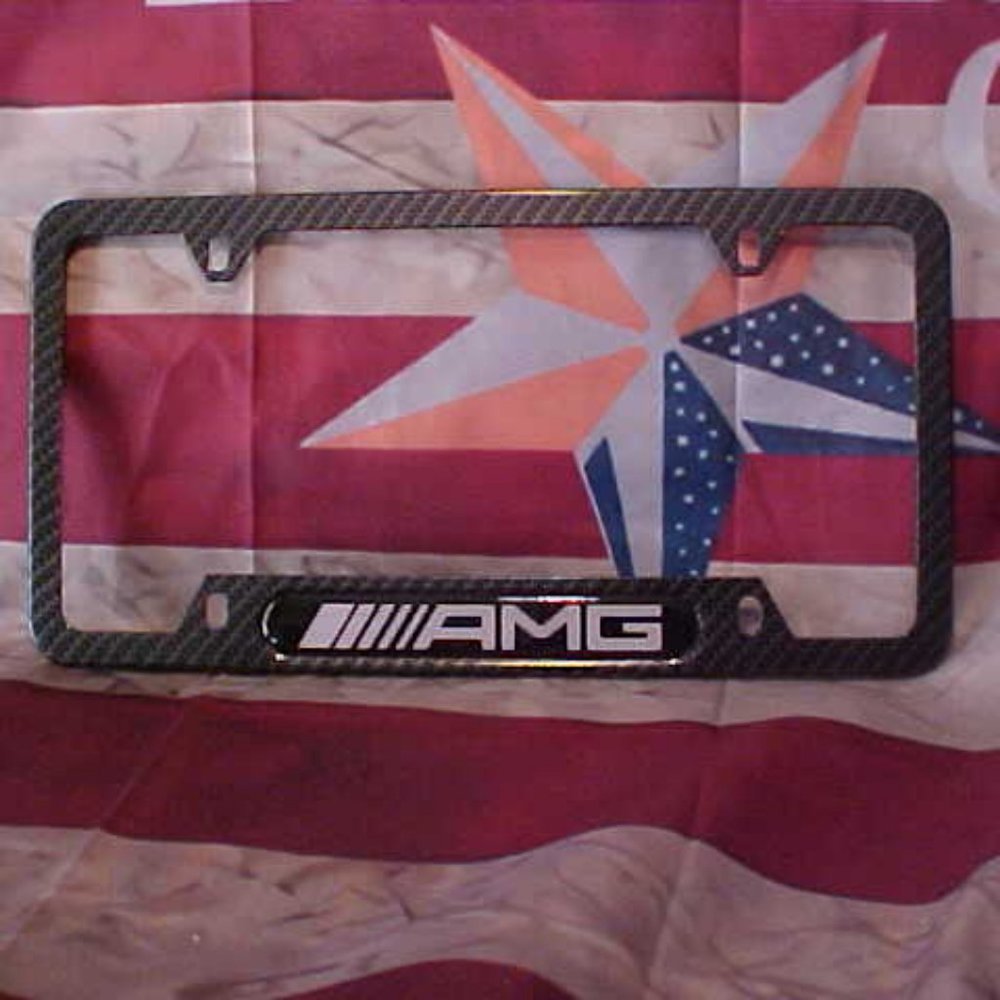 AMG Mercedes-Benz License Plate Frame Metal Basketweave Pattern NEW Black
